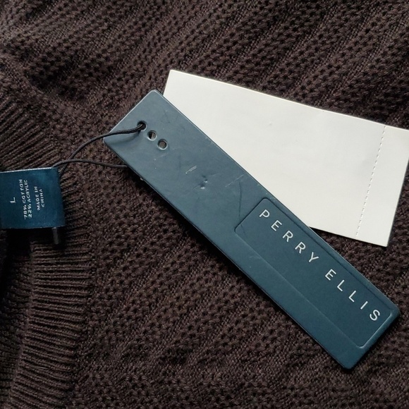 Perry Ellis- Mens Dark Brown Textured Sweater New! Sz.Large - Picture 3 of 4